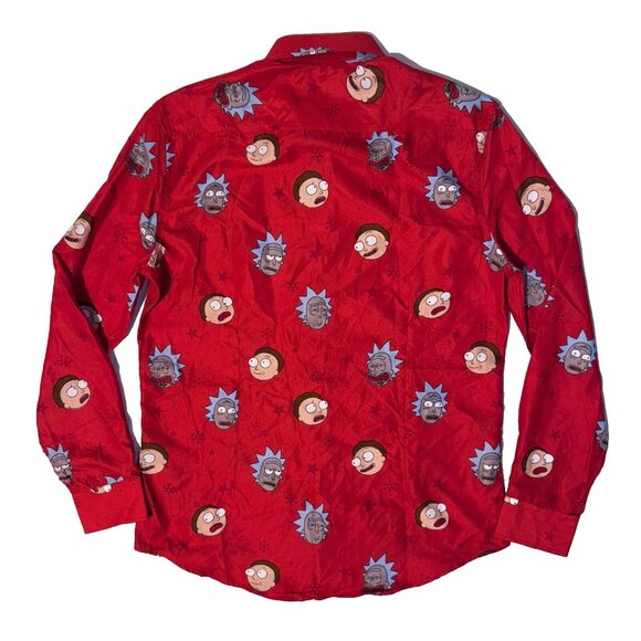 Suitmeister Rick and Morty Red AOP Long Sleeve Button Up Men's Shirt - M - Picture 7 of 7